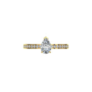 Solitaire diamant naturel poire et diamants naturels ronds Noémie 1.20 carat or jaune